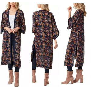 Jessica Simpson Women's Size L Evening Blossom Gwendelin Printed  Kimono